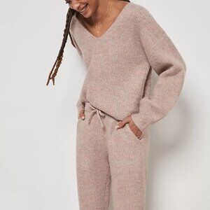 Anthropologie Saturday Sunday Virginia V-Neck Sweater (Pink/Gray) XS